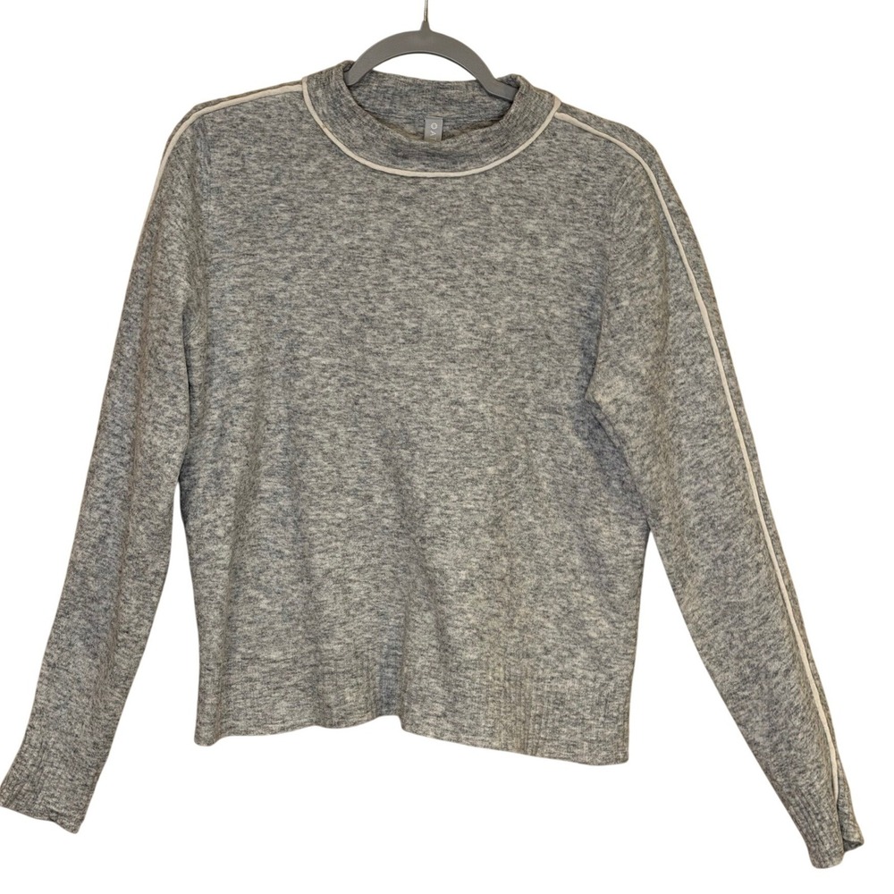Athleta Womens Sweater Gray Medium Merino Wool Blend Mock Athleisure Gorpcore